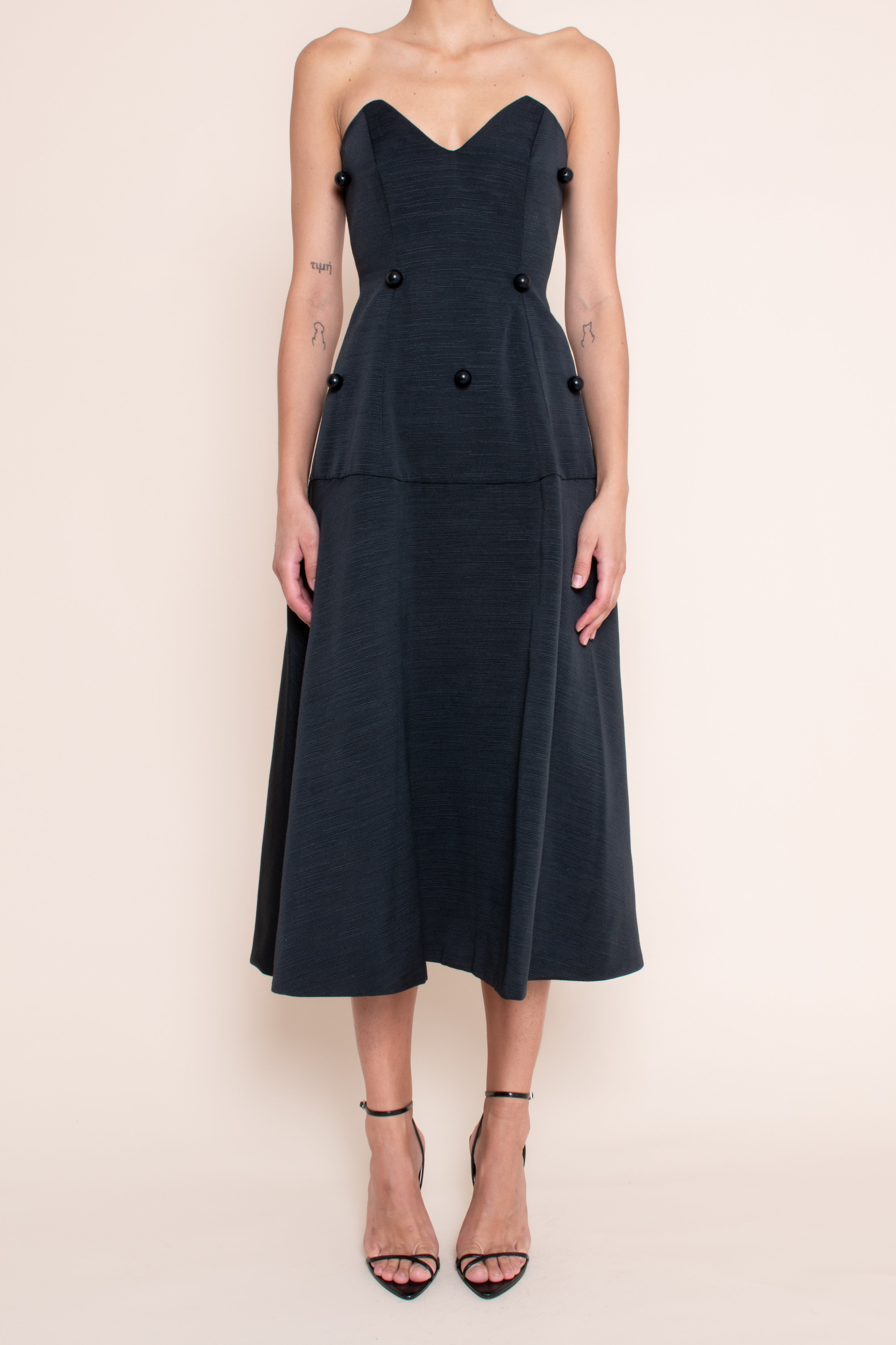 Abito bustier in ottoman