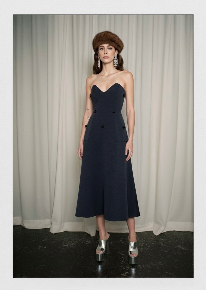 Abito bustier in ottoman